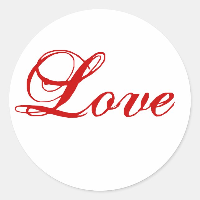 Rond Sticker d'amour pour enveloppe Sceau rouge et blan (Devant)