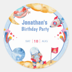 Rond Sticker d'anniversaire d'astronaute extérieur pers