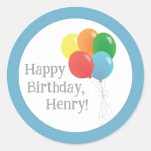 Rond Sticker d'anniversaire de ballon pour Favor Tags,