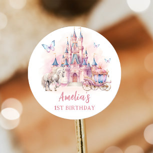 Rond Sticker d'anniversaire de la princesse Unicorn