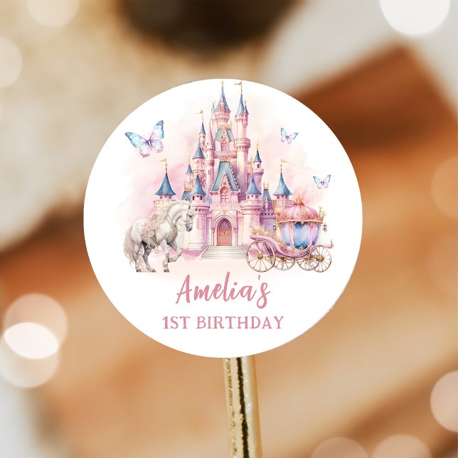 Rond Sticker d'anniversaire de la princesse Unicorn (Créateur téléchargé)