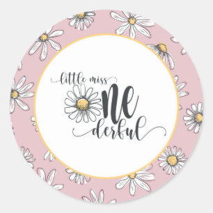Rond Sticker d'anniversaire de marguerite - Little Miss