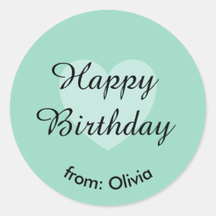 Rond Sticker d'anniversaire doux Turquoise