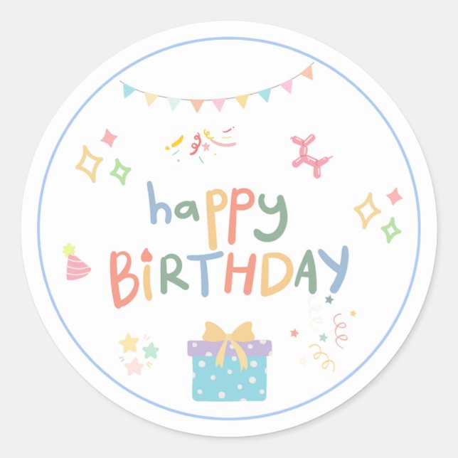 Rond Sticker d'anniversaire très heureux (Devant)