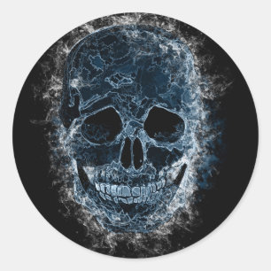Rond Sticker d'art du crâne bleu fumée