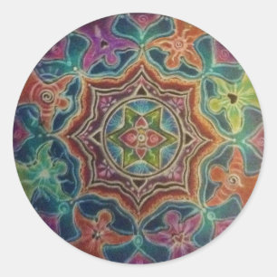 Rond Sticker d'art Mandala Anges dansants