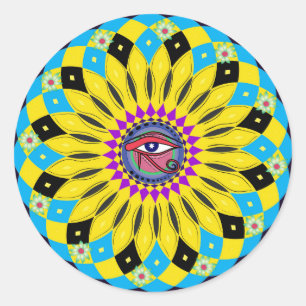 Rond Sticker d'art Mandala Oeil de Horus Sunflower