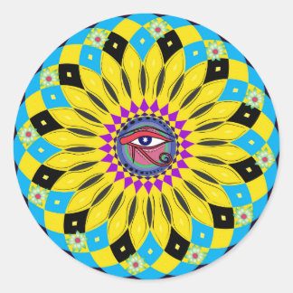 Rond Sticker d'art Mandala Oeil de Horus Sunflower