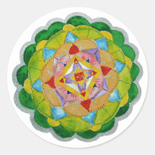 Rond Sticker d'art Mandala vert