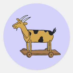 Rond Sticker d'art Vintage de la chèvre de jouet