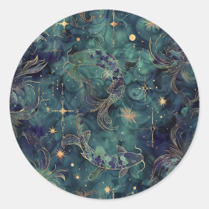 Rond Sticker d'astrologie de Poissons Personnalisé
