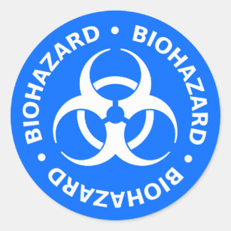 Rond Sticker d'avertissement de risque biologique bleu