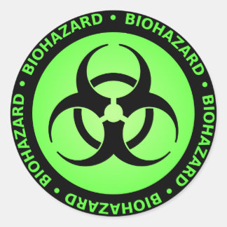Rond Sticker d'avertissement de risque biologique vert
