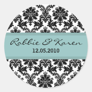 Rond Sticker de 20 - 1,50" noir Damas bleu Favor