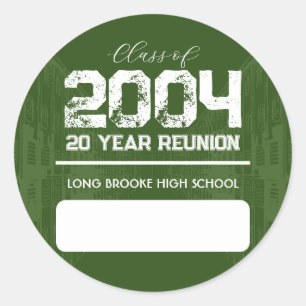 Rond Sticker de 20 ans pour la réunion de l'école secon