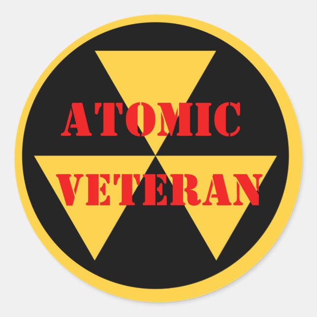 Rond Sticker de Atomic Veteran en couleurs vives et aud (Devant)