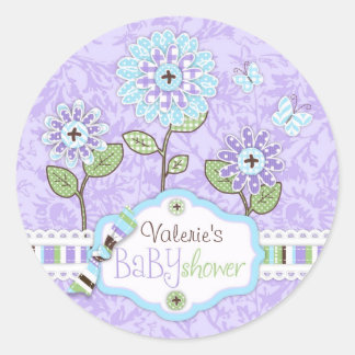 Rond Sticker de Baby shower à fleurs à l'apparence appl