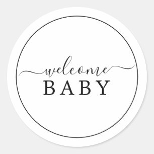 Rond Sticker de Baby shower d'accueil minimaliste