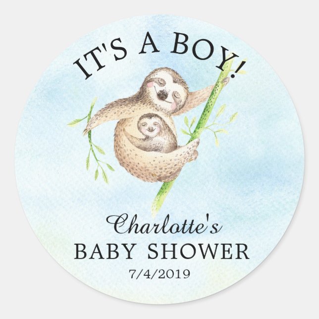 Rond Sticker de Baby shower de fentes mignon (Devant)