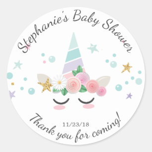 Rond Sticker de Baby shower de la licorne magique Favor