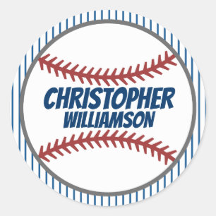 Rond Sticker de baseball de nom personnel