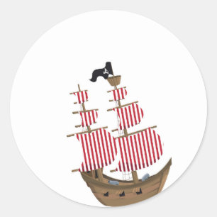Rond Sticker de bateau pirate