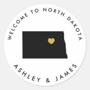 Rond Sticker de bienvenue du Mariage du Dakota du Nord