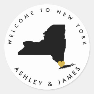 Rond Sticker de bienvenue Mariage de New York pour sac 