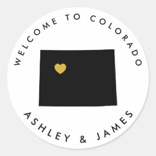 Rond Sticker de bienvenue Mariage du Colorado, sac boît