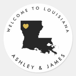 Rond Sticker de bienvenue Mariage Louisiane, Sac boîte 