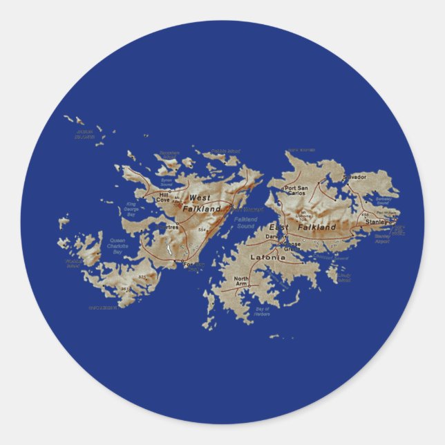 Rond Sticker de carte des îles Falkland (Devant)