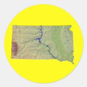 Rond Sticker de carte du Dakota du Sud
