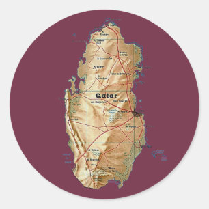 Rond Sticker de carte du Qatar