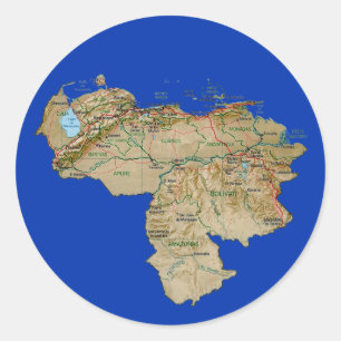 Rond Sticker de carte du Venezuela
