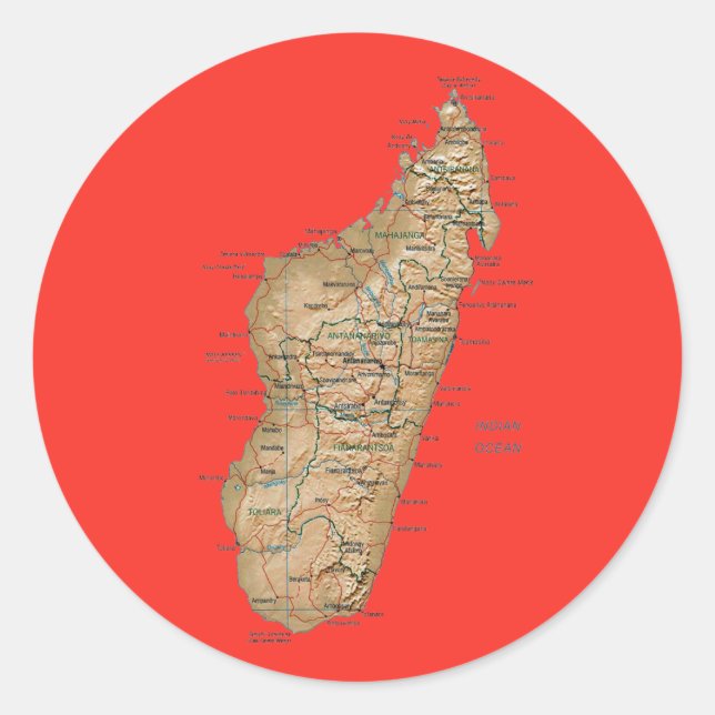 Rond Sticker de carte Madagascar (Devant)