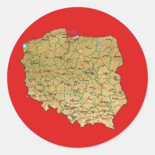 Rond Sticker de carte Pologne