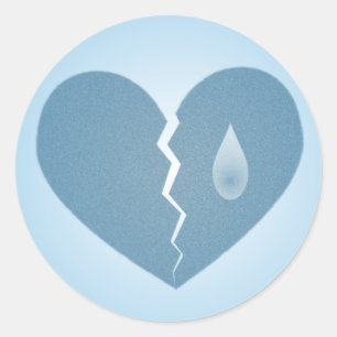 Rond Sticker de coeur bleu cassé