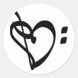 Rond Sticker de coeur de Clé de musique