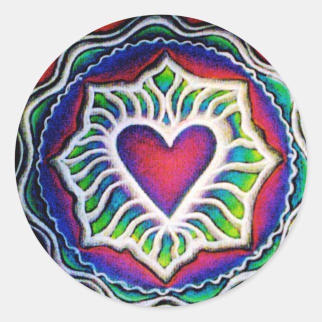 Rond Sticker de coeur Mandala (Devant)