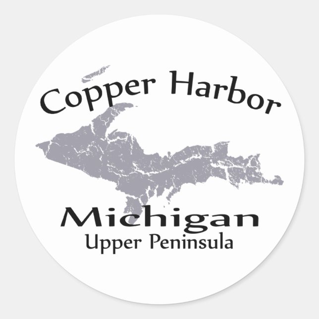 Rond Sticker de conception de carte Copper Harbour Mich (Devant)
