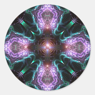 Rond Sticker de croix violet fractal