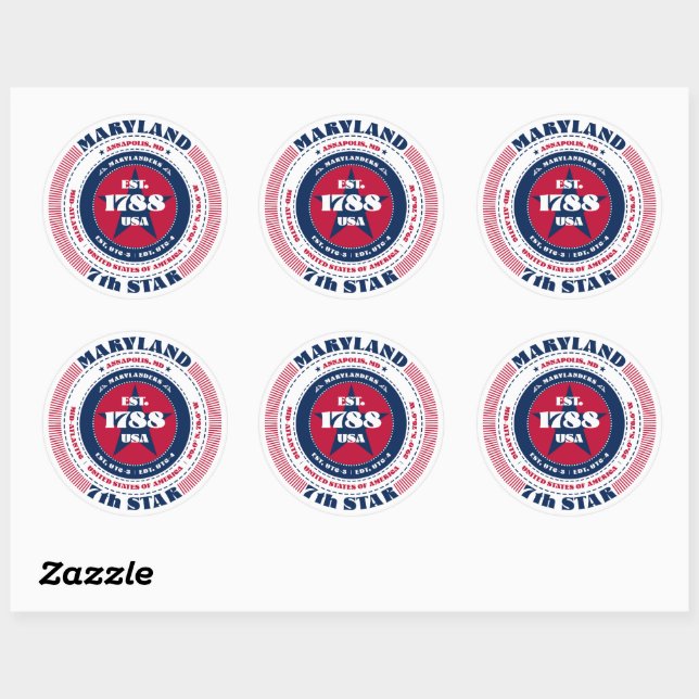 Rond Sticker de design Patriotic Maryland Circle (Feuille)