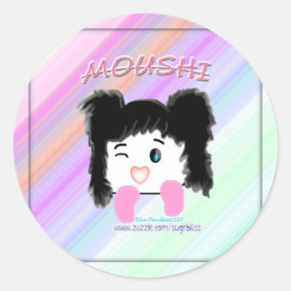 Rond Sticker de dessin animé "Moushi"