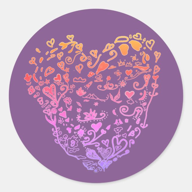 Rond Sticker de dessin Coeur (Devant)