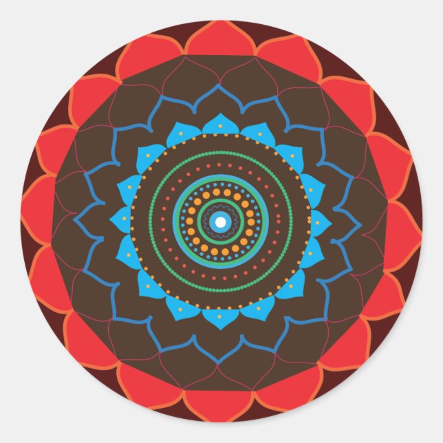 Rond Sticker de dessin d'art vectoriel Mandala (Devant)