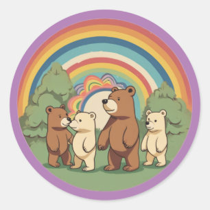 Rond Sticker de famille d'ours mignon
