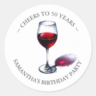Rond Sticker de fête d'anniversaire à thème vin
