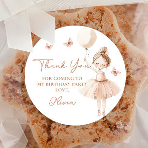 Rond Sticker de fête d'anniversaire de Ballerina