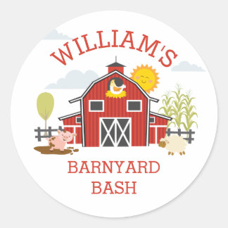 Rond Sticker de fête d'anniversaire de la ferme Barnyar