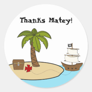 Rond Sticker de fête d'anniversaire Pirate